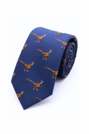 LA Smith Pheasant Tie Navy Blue