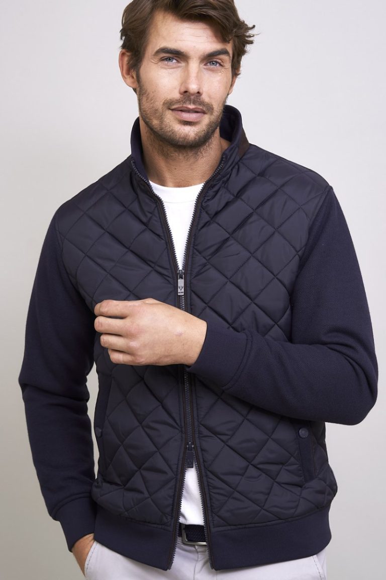 Vedoneire Men's Diamond Quilt Hybrid Jacket