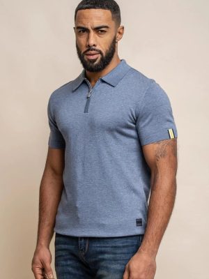 Cavani Dino Short Sleeve Knit Polo | Blue