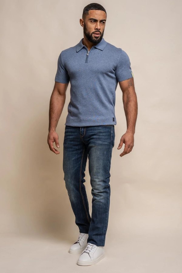 Cavani Dino Short Sleeve Knit Polo and Jeans