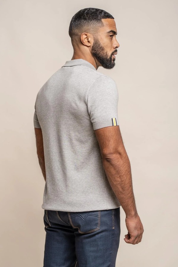 Cavani Dino Short Sleeve Knit Polo | Grey