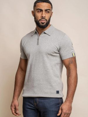 Cavani Dino Short Sleeve Knit Polo | Grey