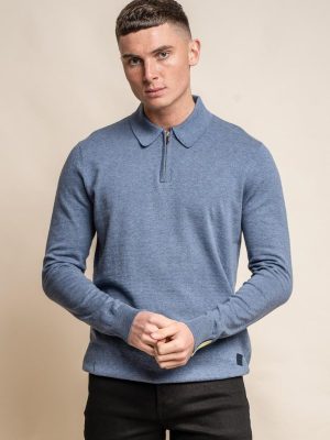 Cavani Falcao Long Sleeve Knit Jumper | Blue