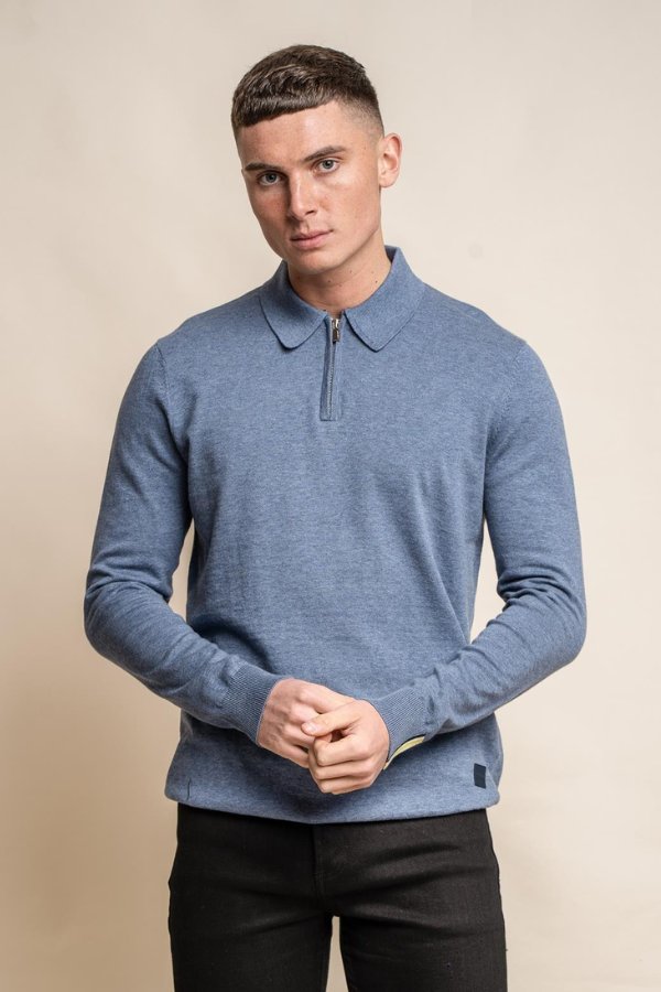 Cavani Falcao Long Sleeve Knit Jumper | Blue