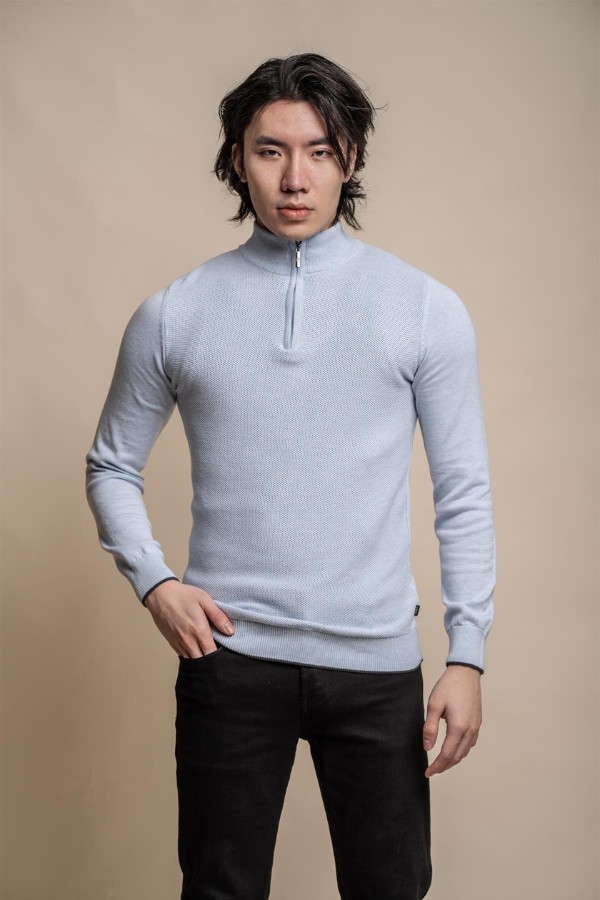 Cavani Kyle Half Zip Knit | Sky Blue