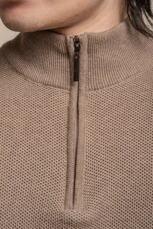 Cavani Kyle Half Zip Knit | Fawn