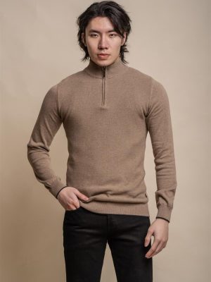 Cavani Kyle Half Zip Knit | Fawn