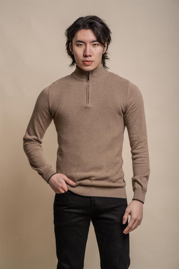 Cavani Kyle Half Zip Knit | Fawn