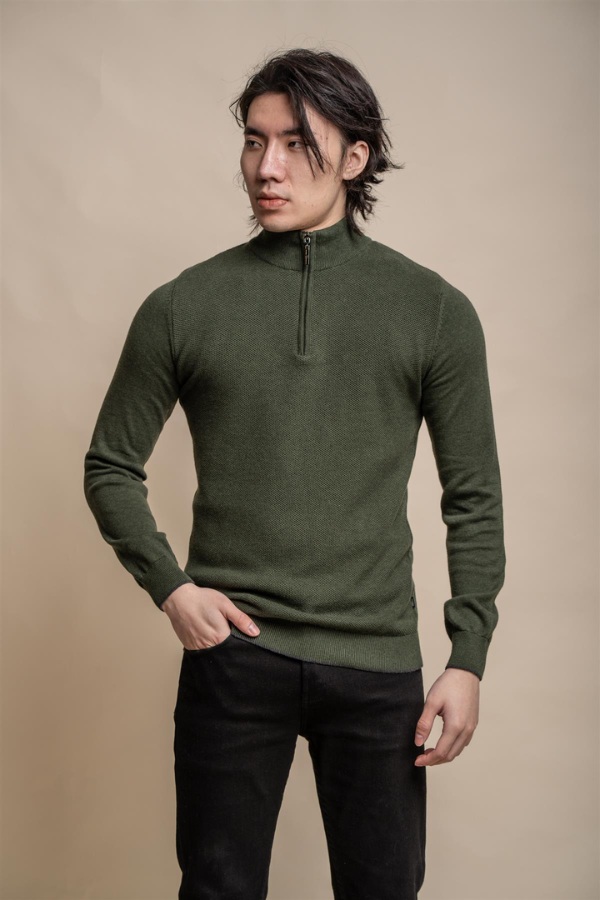 Cavani Kyle Half Zip Knit | Olive