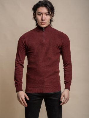 Cavani Kyle Half Zip Knit | Wine