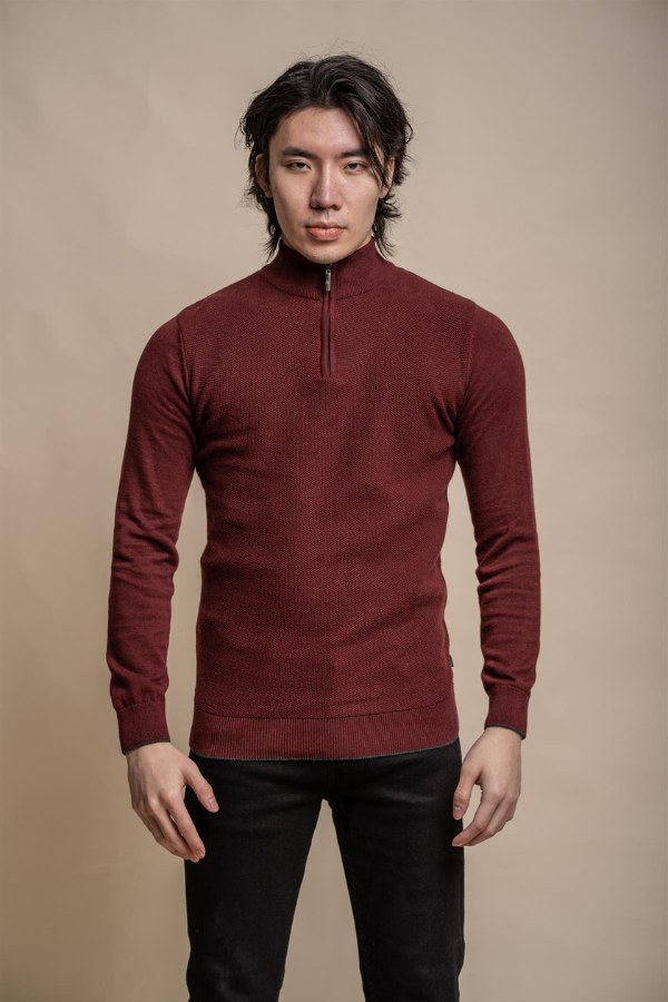 Cavani Kyle Half Zip Knit | Wine