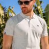 Grey pique polo shirt with embroidered logo | Scott Ellis